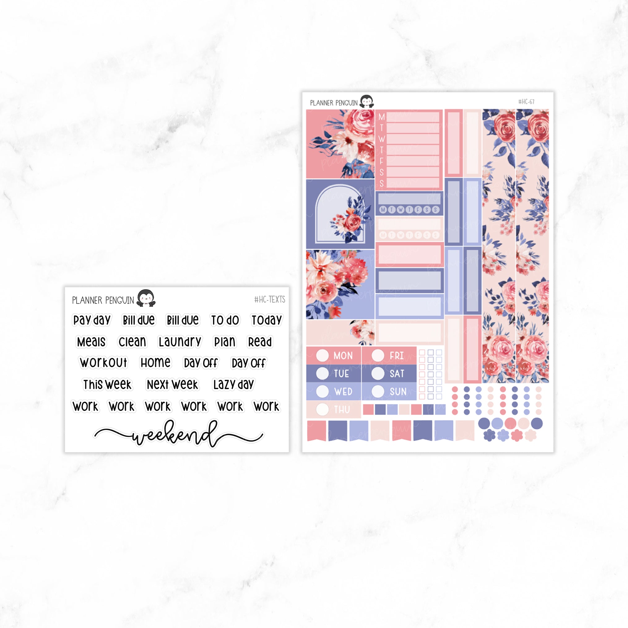 Red and Blue Hobonichi Cousin A5 Weekly Sticker Kit // #HC-67