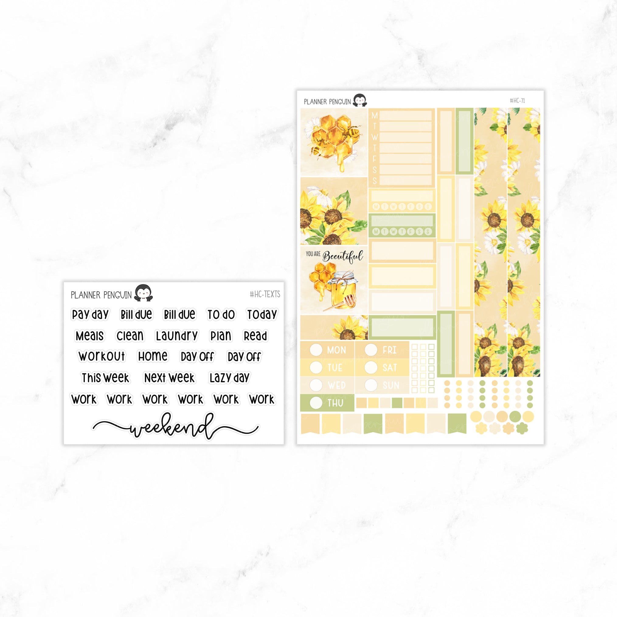 Sunny Bee Hobonichi Cousin A5 Weekly Sticker Kit // #HC-71