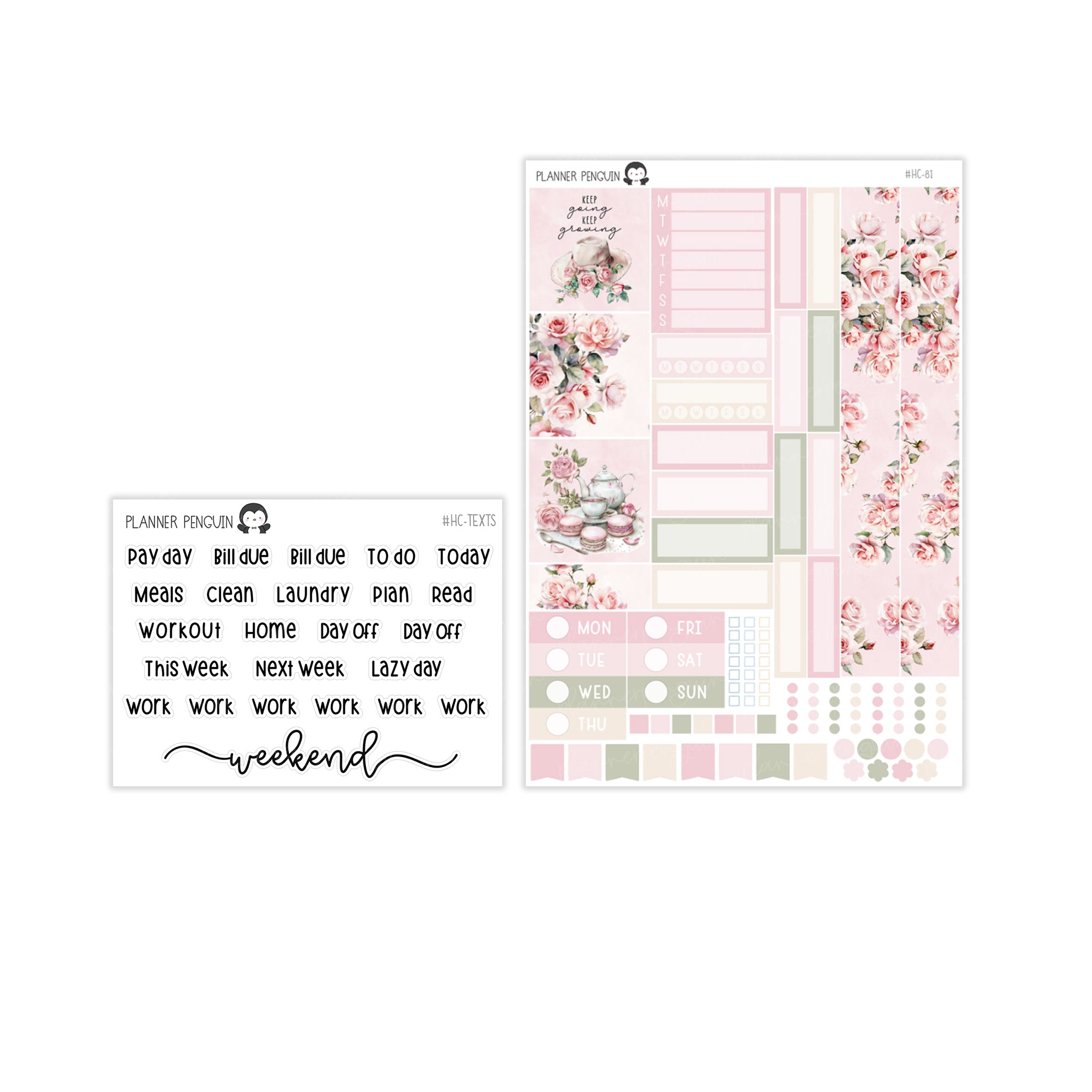 Rose Cottage Hobonichi Cousin A5 Weekly Sticker Kit // #HC-81