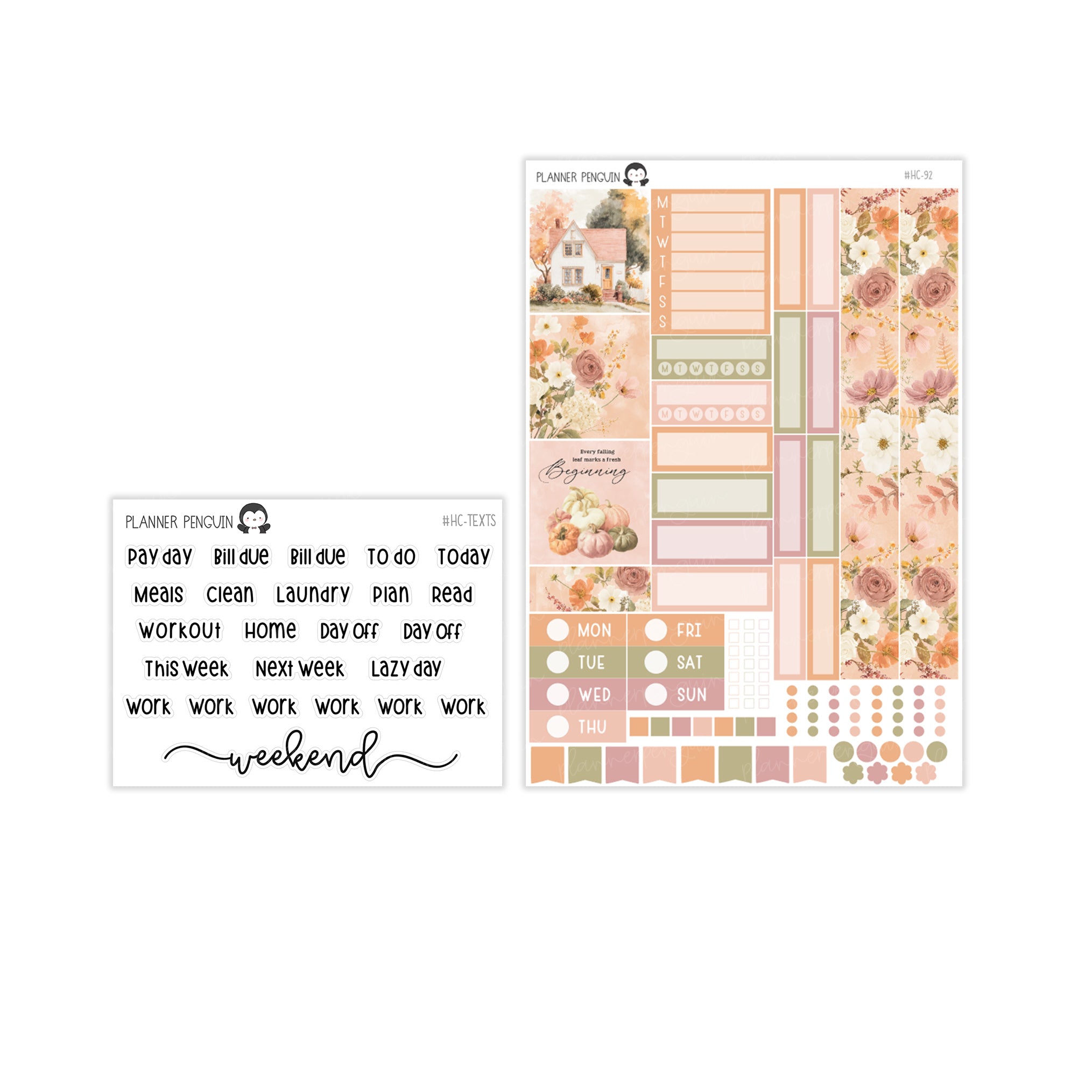 Autumn Beginnings Hobonichi Cousin A5 Weekly Sticker Kit