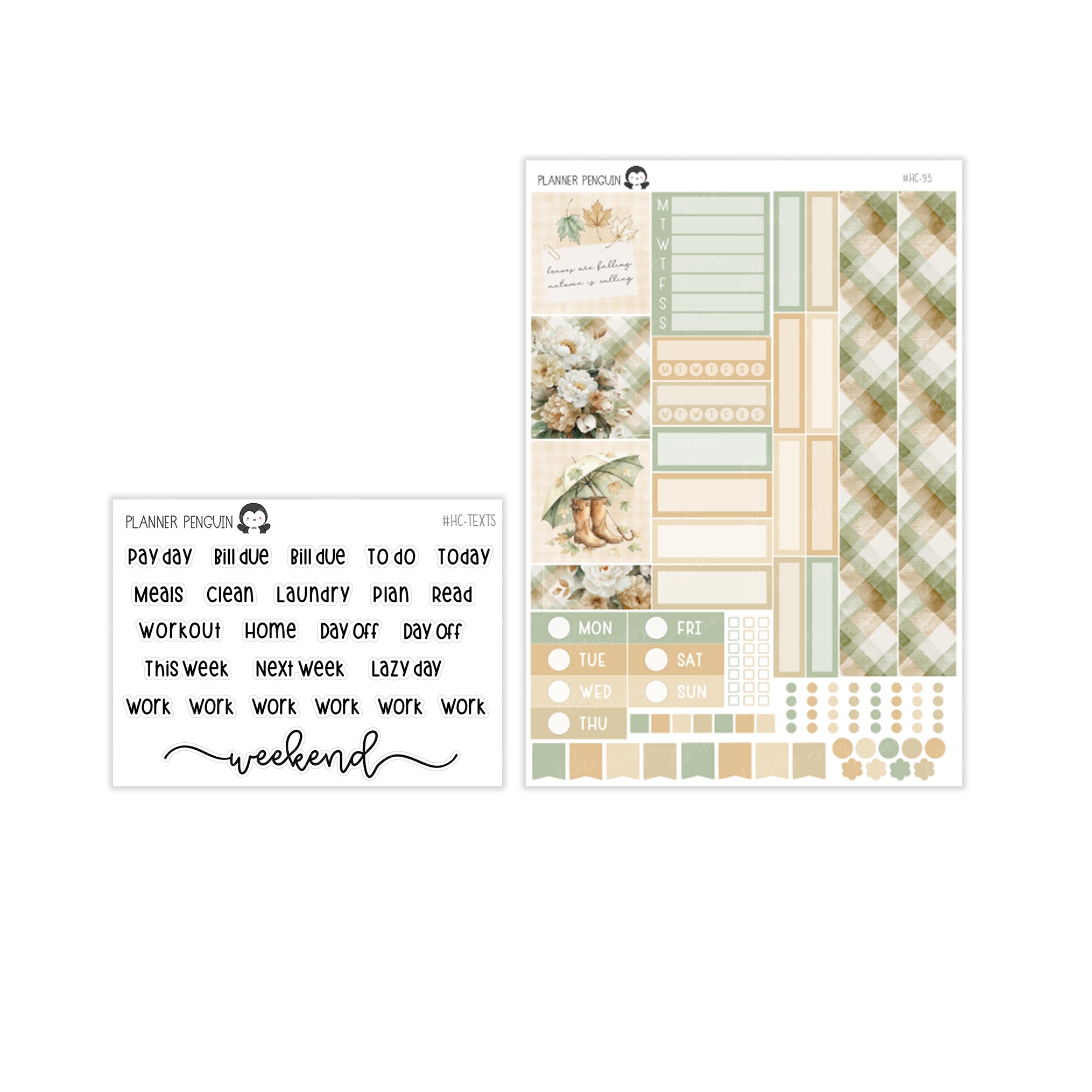 Gentle Autumn Hobonichi Cousin A5 Weekly Sticker Kit