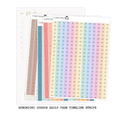 Hobonichi Cousin A5 Daily Timeline Strips | 5AM | 6AM | 7AM | 8AM | Planner Stickers | Cousin A5 #HDTL-COLOR