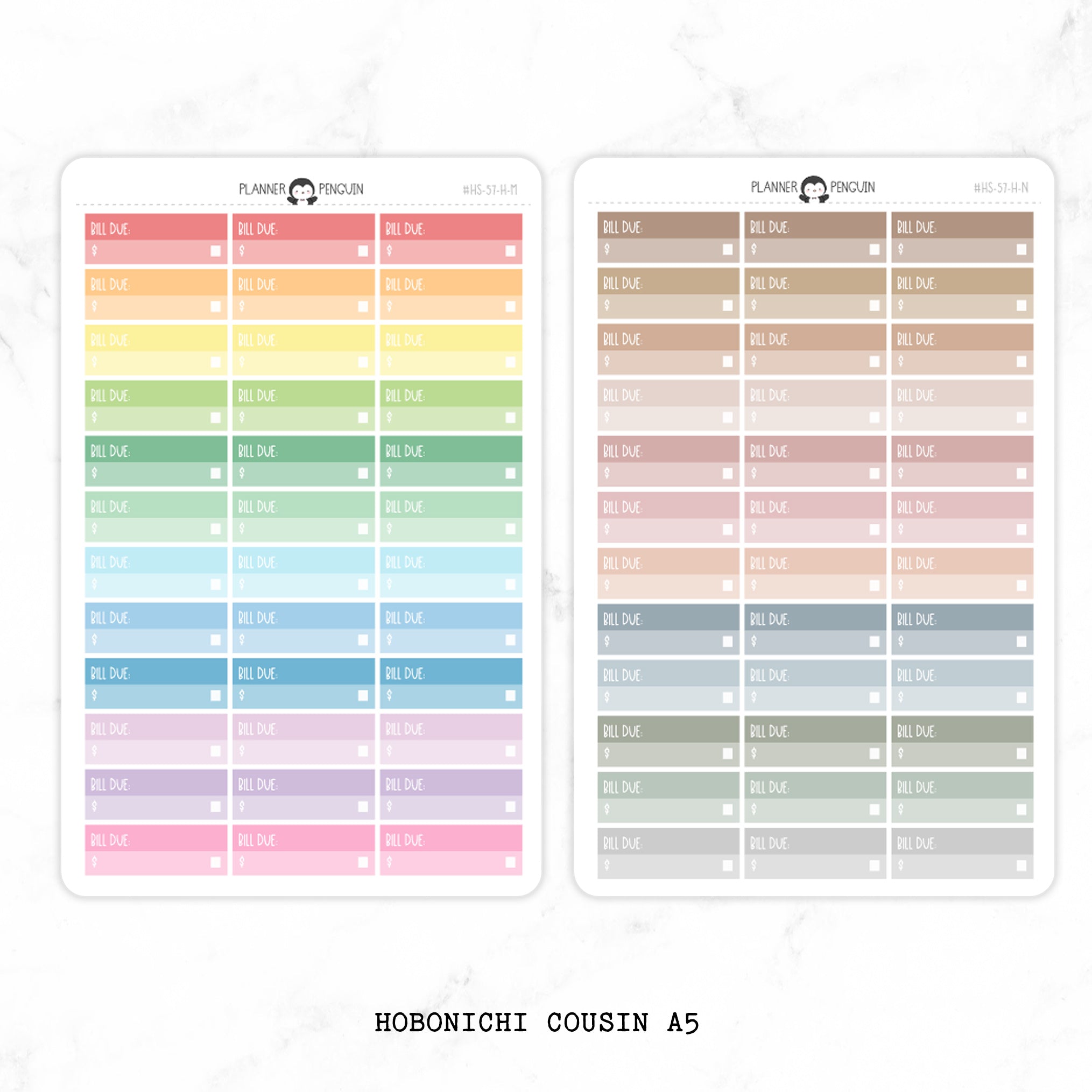 Bill Due Label Planner Stickers - Hobonichi Cousin A5 // #HOBO-HS-57