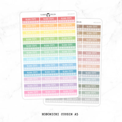 10k Steps Habit Tracker Label Planner Stickers - Hobonichi Cousin A5 // #HOBO-HS-60