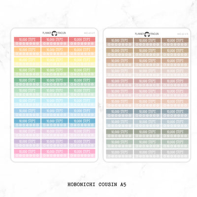 10k Steps Habit Tracker Label Planner Stickers - Hobonichi Cousin A5 // #HOBO-HS-60