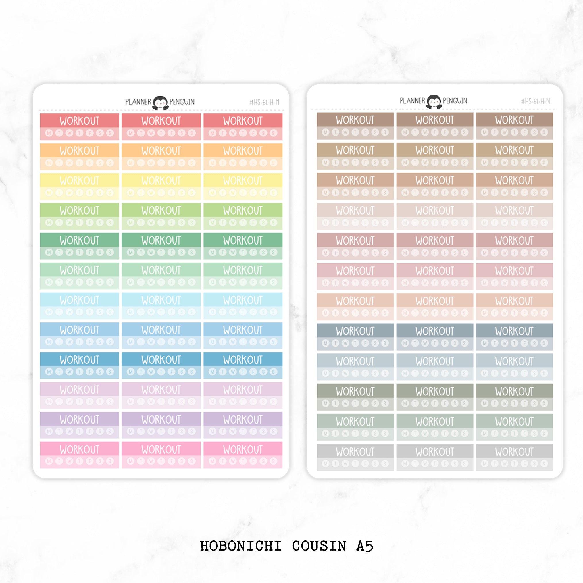 Workout Habit Tracker Label Planner Stickers - Hobonichi Cousin A5 // #HOBO-HS-61