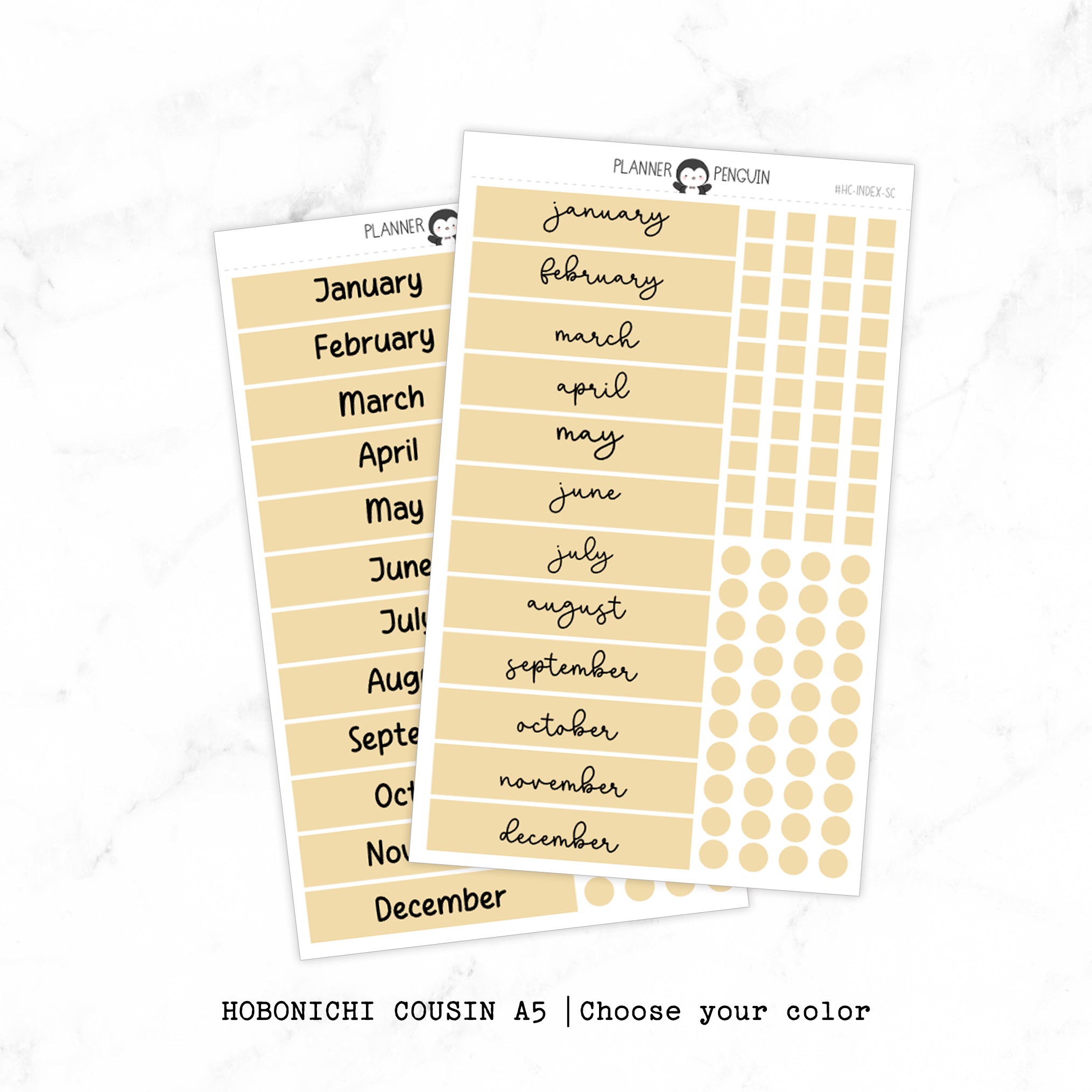 Hobonichi Cousin Yearly Index Stickers// Cousin A5// #HC-INDEX-COLOR