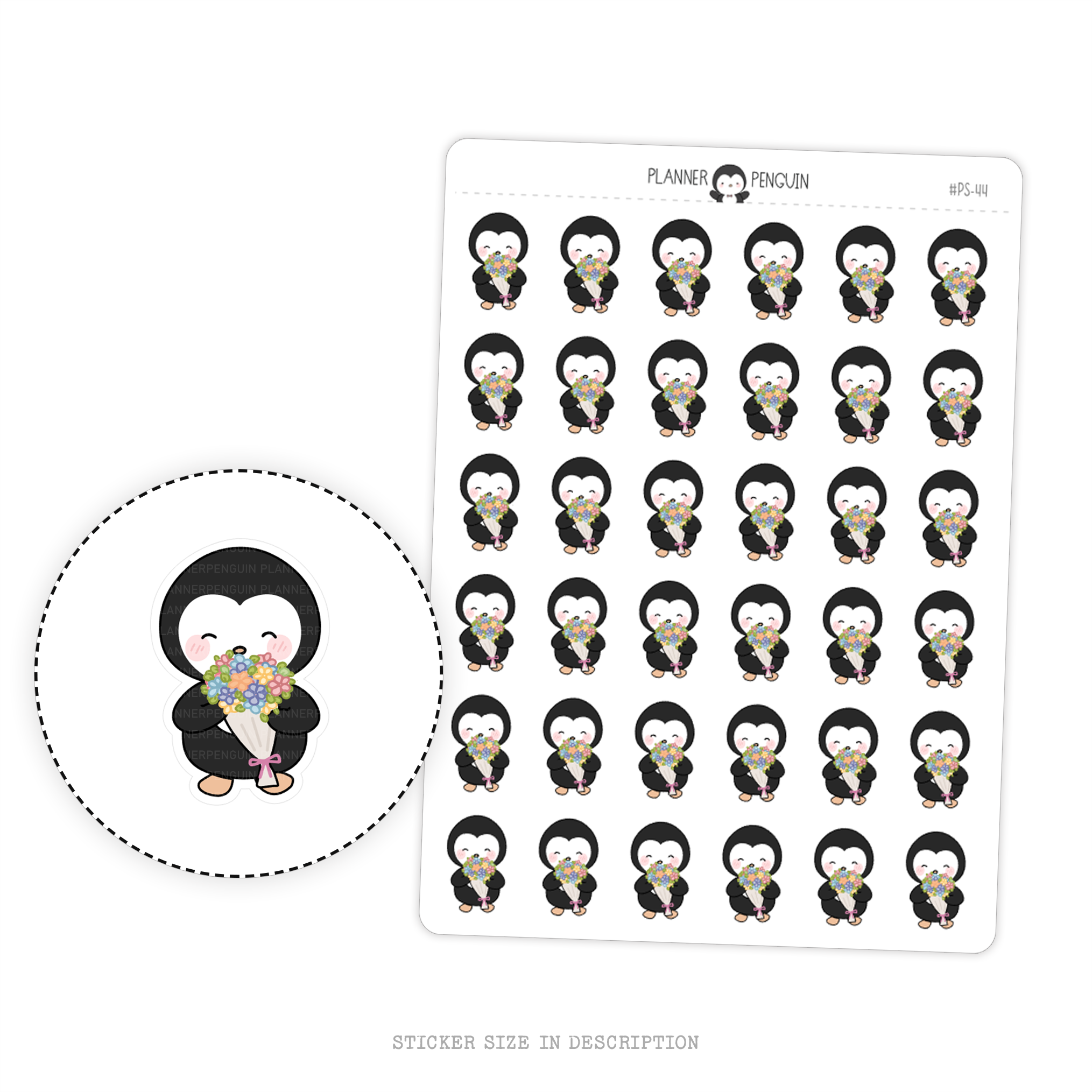 Floral Bouquet Penguin Planner Stickers
