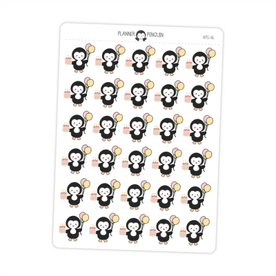 Birthday Party Penguin Planner Stickers // #PS46