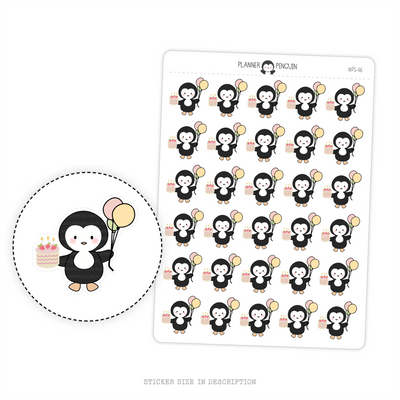Birthday Party Penguin Planner Stickers // #PS46