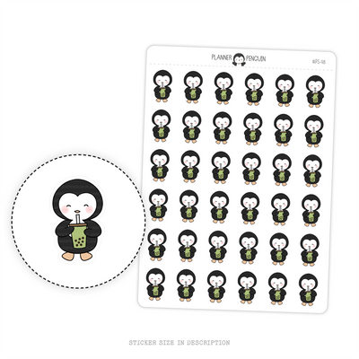 Matcha Boba Penguin Planner Stickers // #PS48