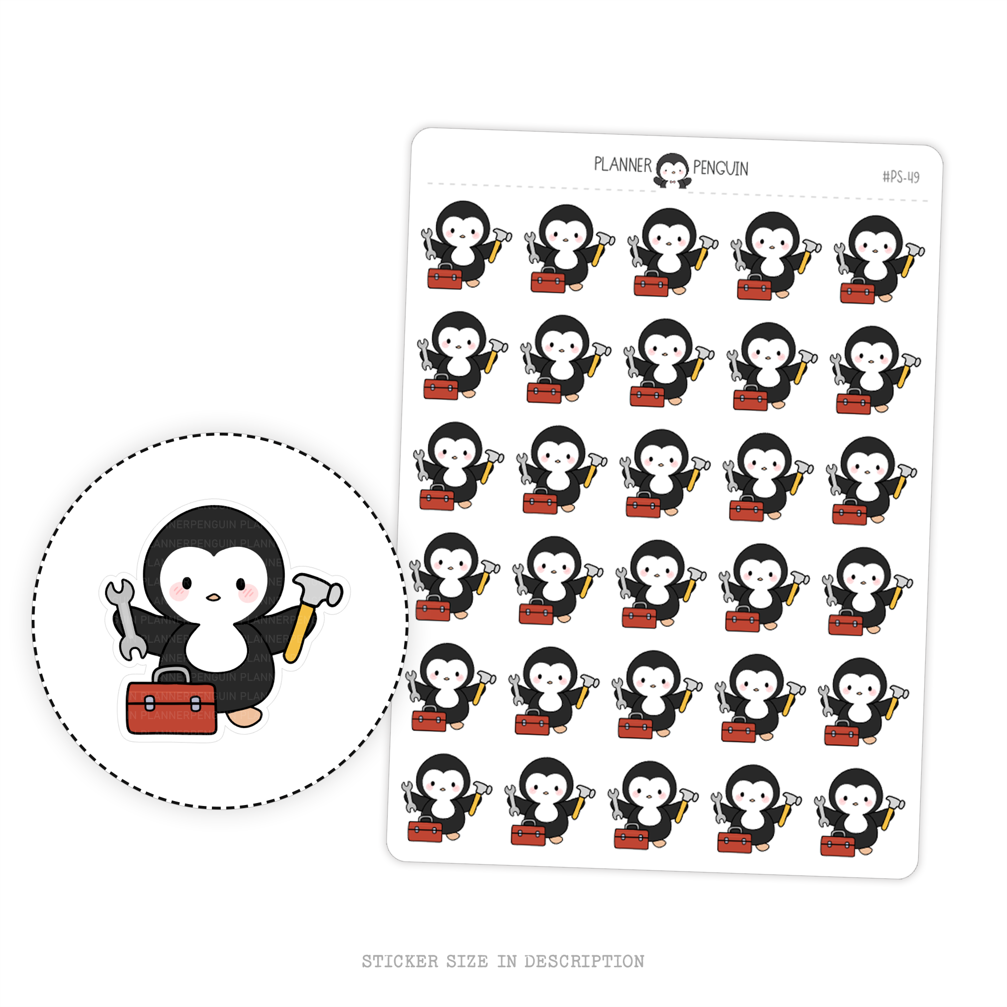 Fixer Tool Box Penguin Planner Stickers