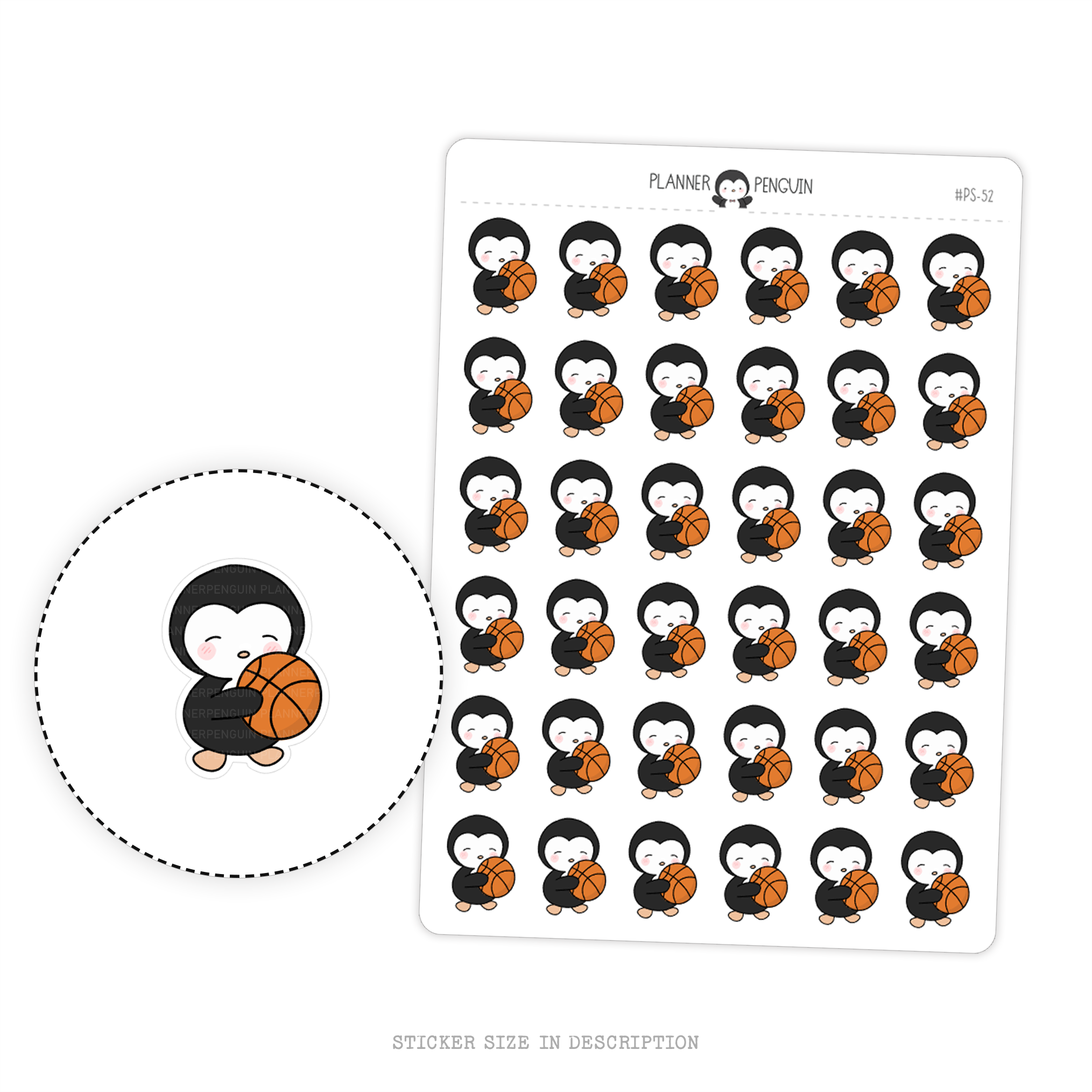 Basketball Penguin Planner Stickers