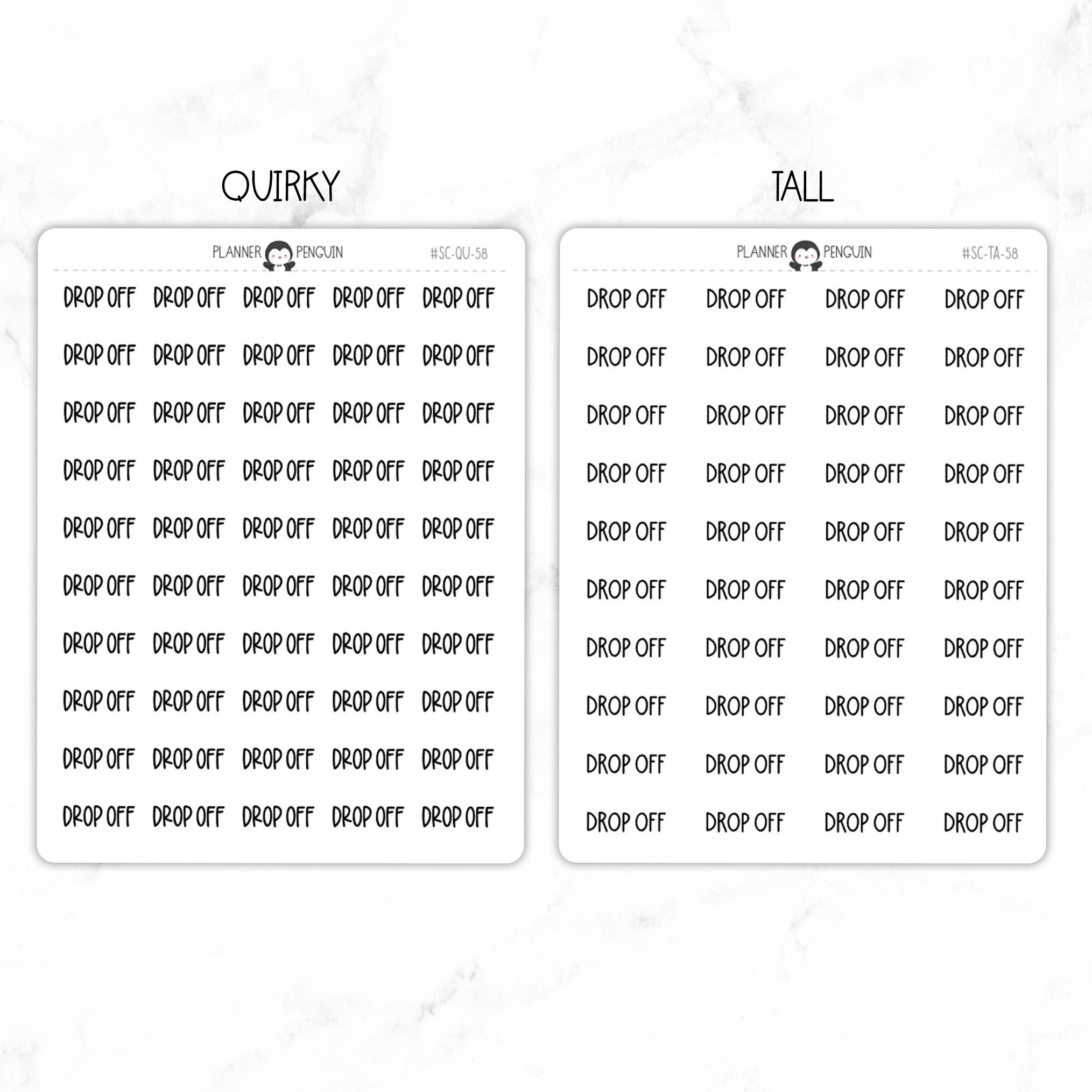 Drop Off Script Stickers // #SC-58 – Plannerpenguin
