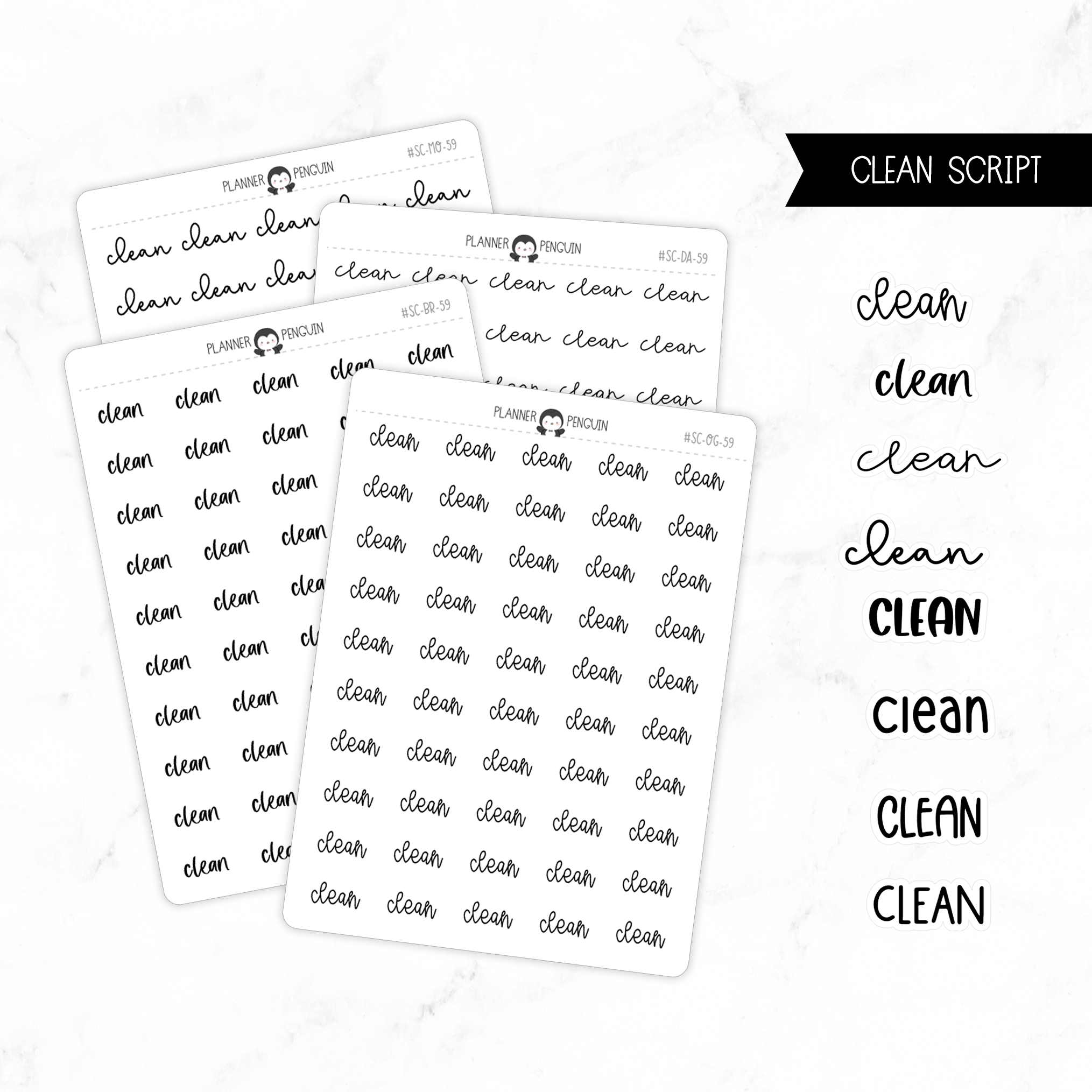 Clean Script Stickers // #SC-59 – Plannerpenguin