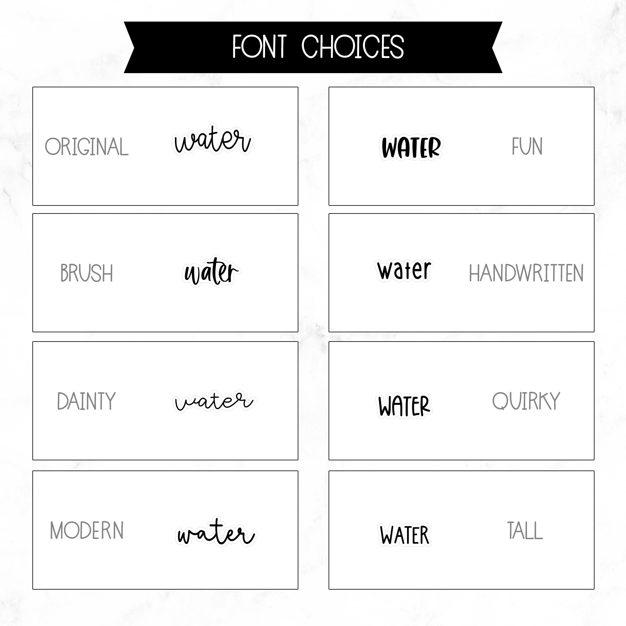 Water Script Stickers