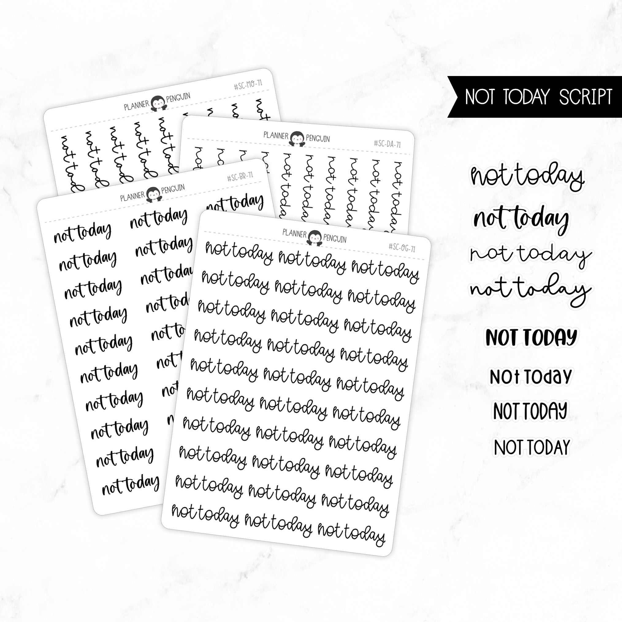 Not Today Script Stickers