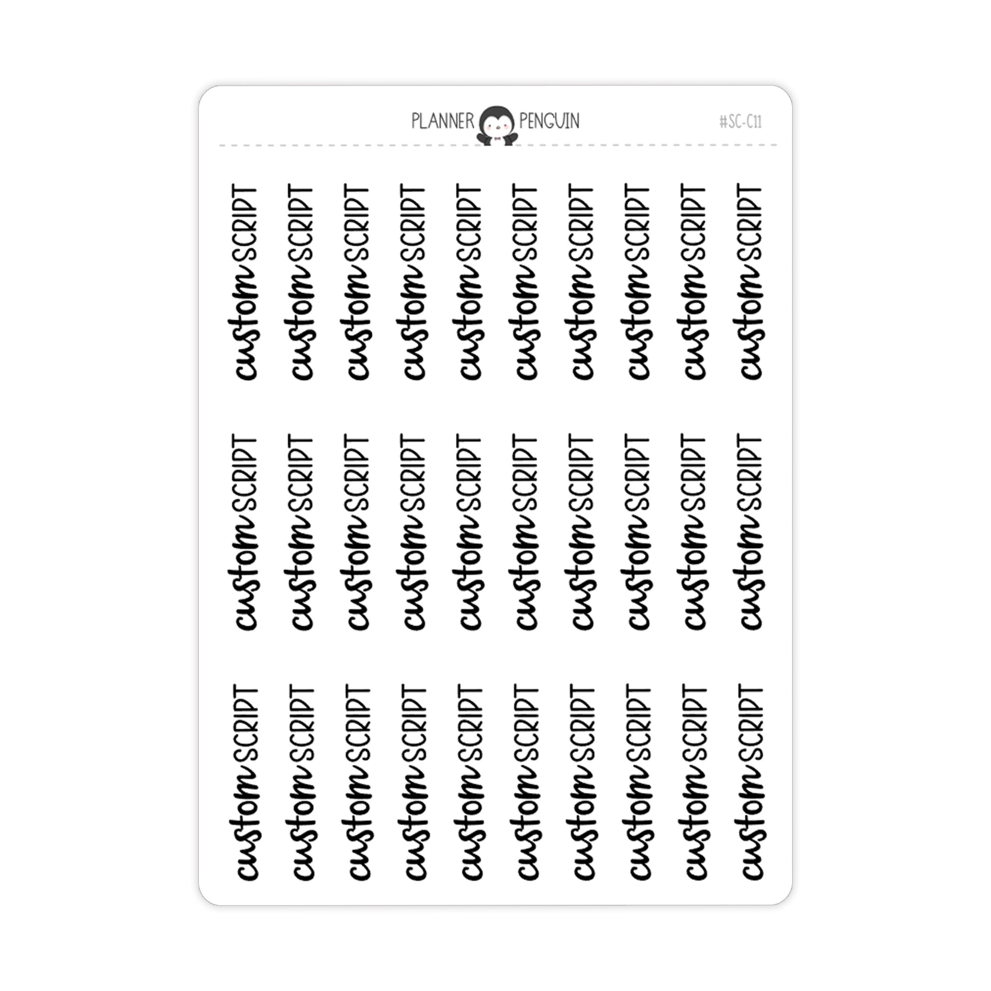 Custom Text Script Stickers | SC-C11