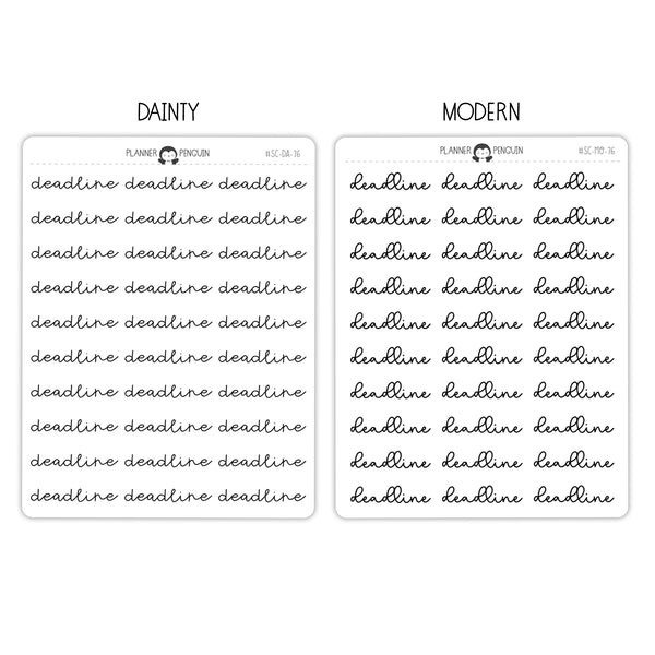 Deadline Script Stickers // #SC-76