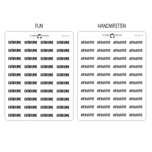 Deadline Script Stickers // #SC-76