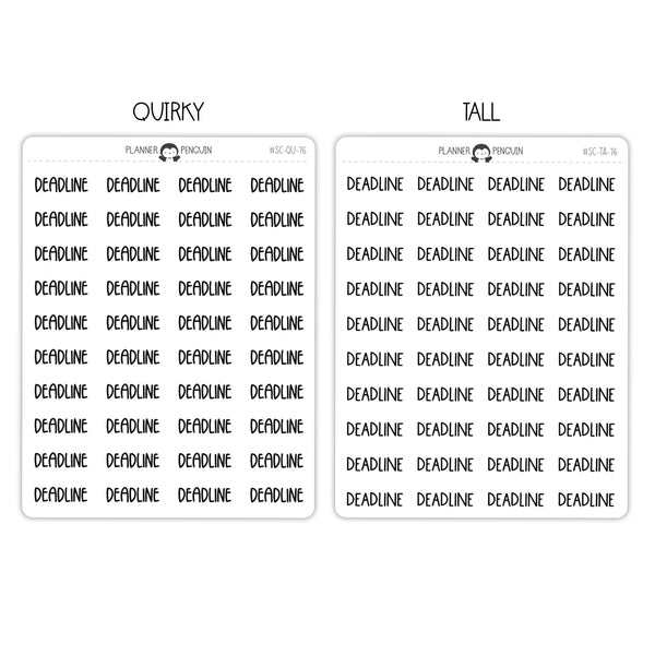 Deadline Script Stickers // #SC-76