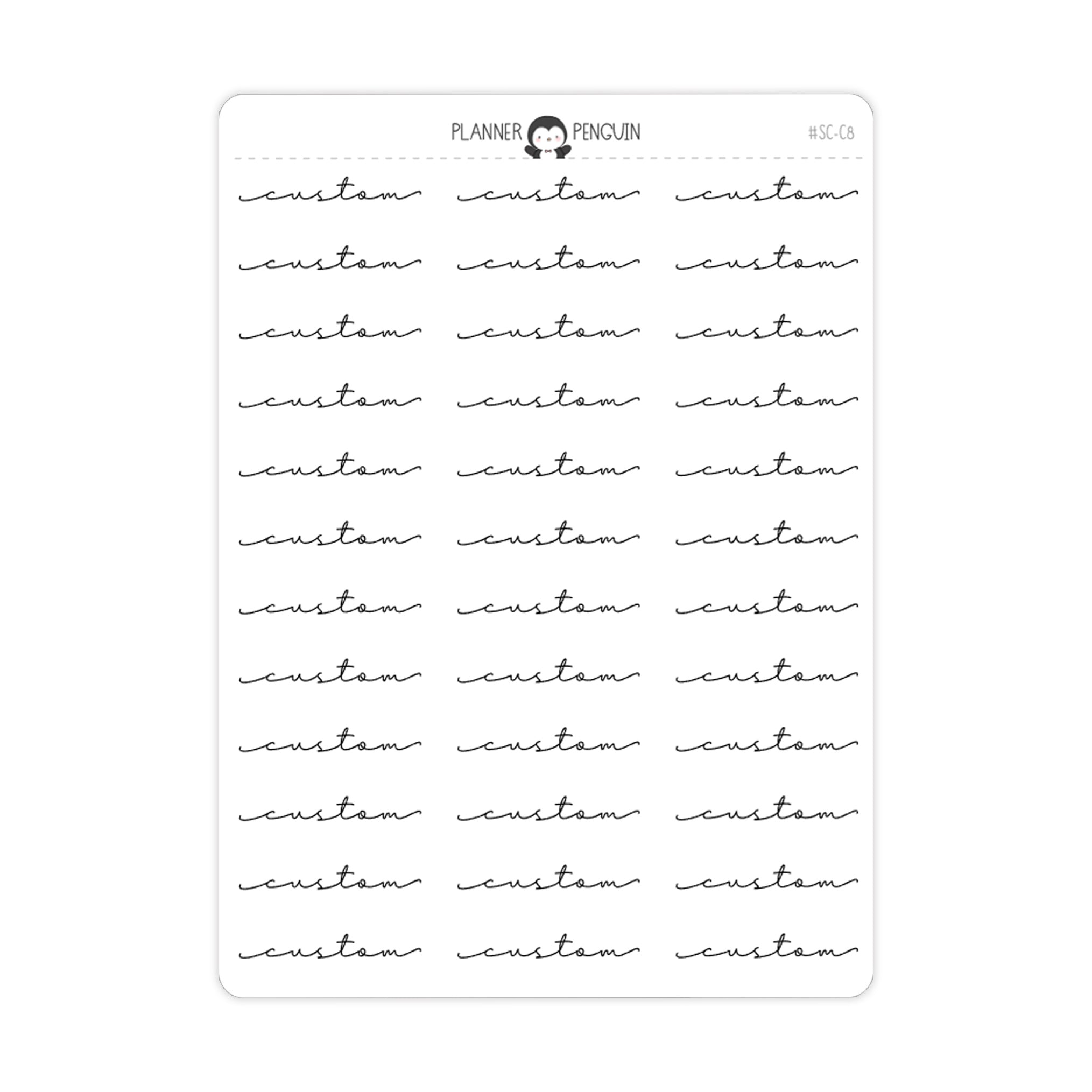 Custom Text Script Stickers | SC-C8