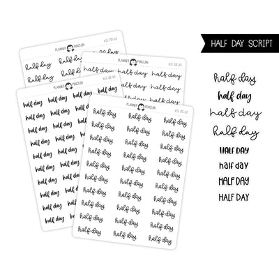 Half Day Script Stickers // #SC-80