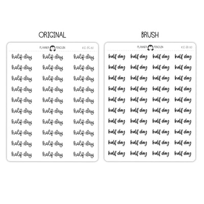 Half Day Script Stickers // #SC-80
