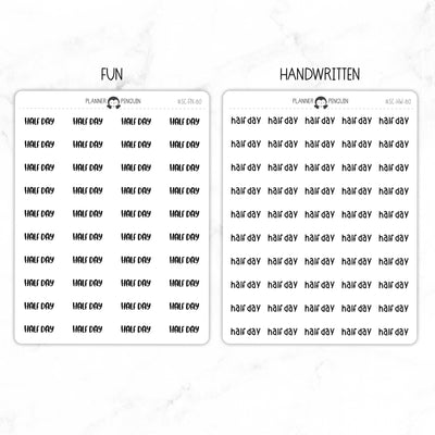 Half Day Script Stickers // #SC-80