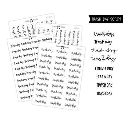 Trash Day Script Stickers // #SC-81