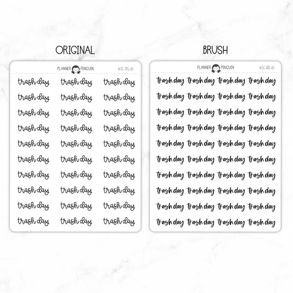 Trash Day Script Stickers // #SC-81