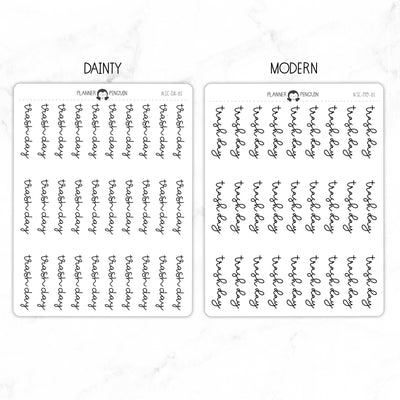 Trash Day Script Stickers // #SC-81
