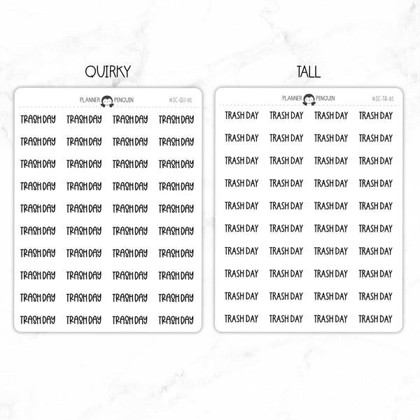 Trash Day Script Stickers // #SC-81