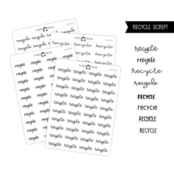 Recycle Script Stickers // #SC-82