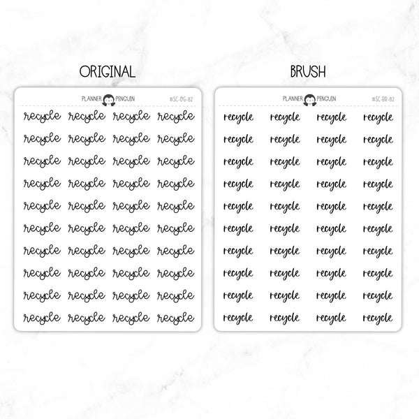 Recycle Script Stickers // #SC-82