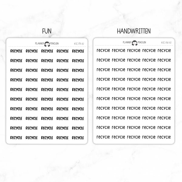 Recycle Script Stickers // #SC-82
