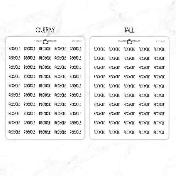 Recycle Script Stickers // #SC-82