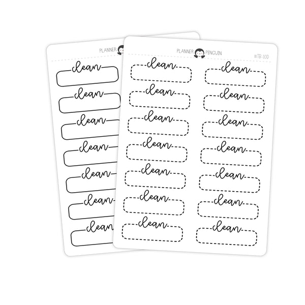 Clean  Script Quarter Label Box Planner Stickers // #TB-10