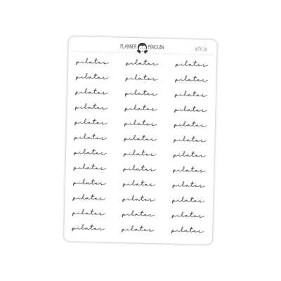 Pilates Workout Fitness Typography stickers// #TY-18