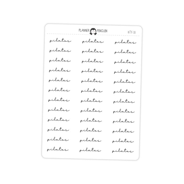 Pilates Workout Fitness Typography stickers// #TY-18