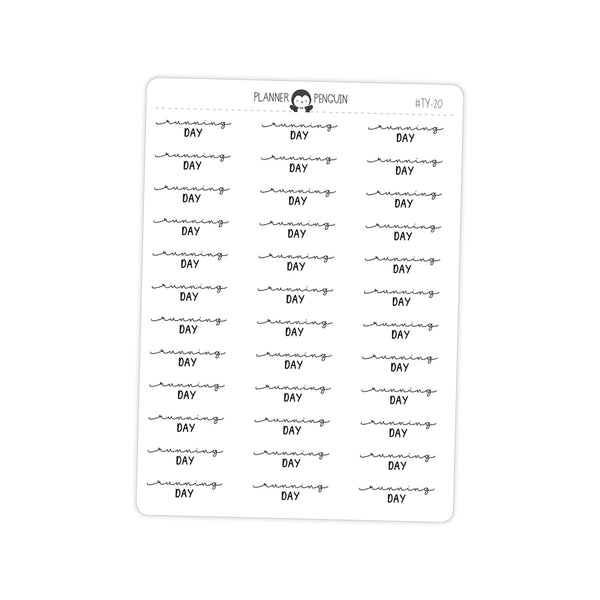 Running Day Workout Fitness Typography stickers// #TY-20