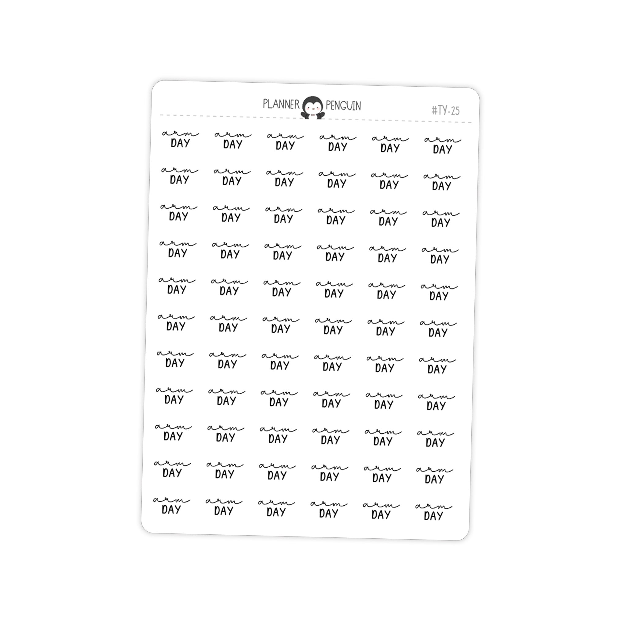 Arm Day Fitness Typography stickers