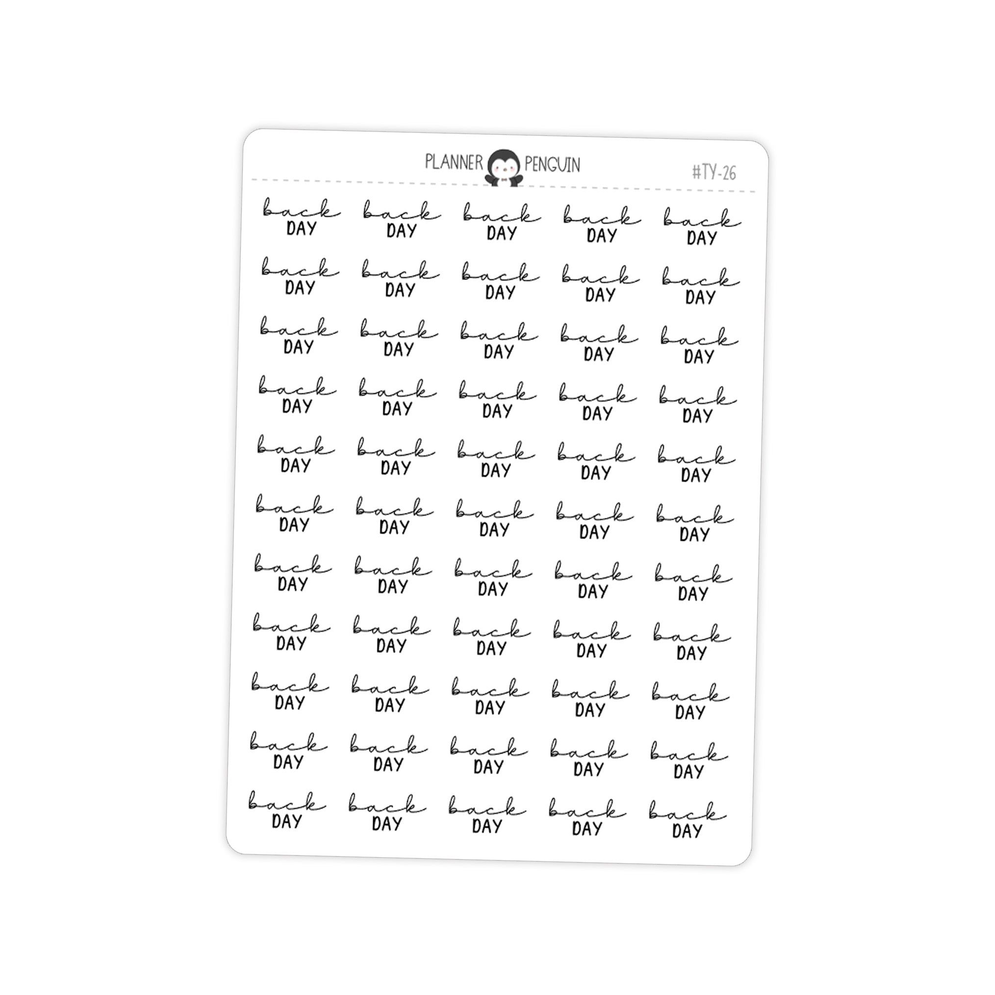 Back Day Fitness Typography stickers