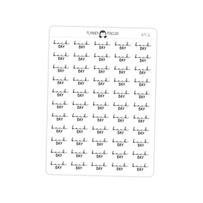 Back Day Fitness Typography stickers// #TY-26