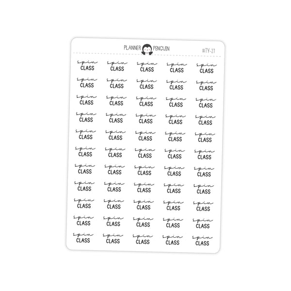 Spin Class Fitness Typography stickers// #TY-27