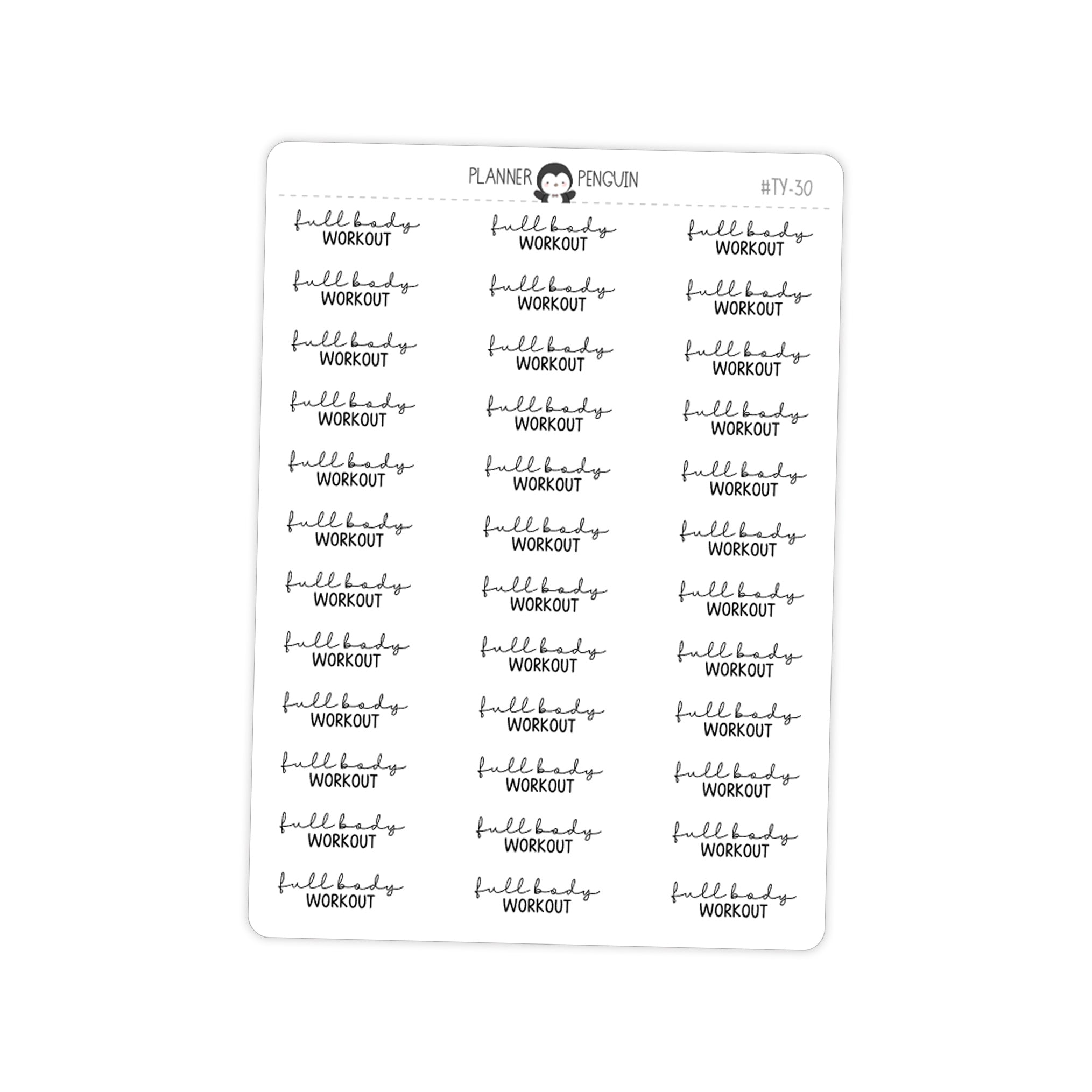 Full Body Workout Fitness Typography stickers