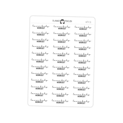 Lower Body Workout Fitness Typography stickers// #TY-31