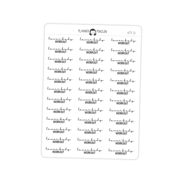 Lower Body Workout Fitness Typography stickers// #TY-31