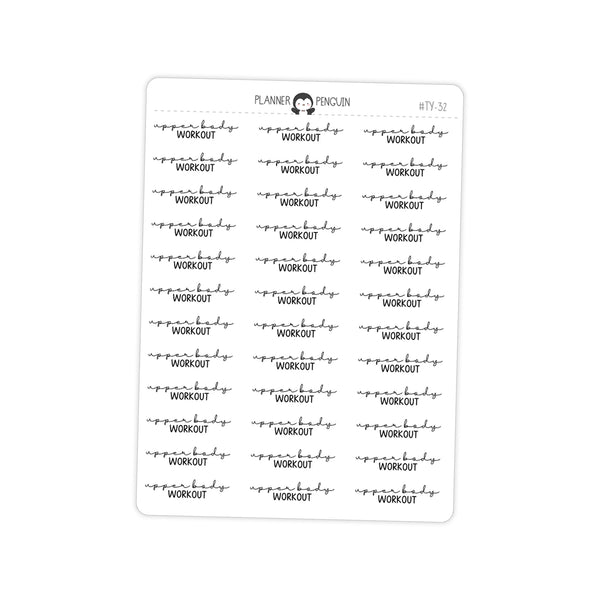 Upper Body Workout Fitness Typography stickers// #TY-32