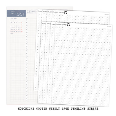 Hobonichi Cousin A5 Weekly Timeline Strips | 5AM | 6AM | 7AM | 8AM | Planner Stickers | #WTL-B&W